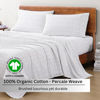 Picture of LANE LINEN 100% Organic Cotton Full Sheets Set 4-Piece Pure Percale Long Staple Soft Bedding Breathable Fits Mattress Upto 15" Deep - Haze Grey