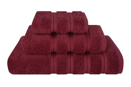 Picture of American Soft Linen Premium 3 Piece Towel Set, 1 Bath Towel 1 Hand Towel 1 Washcloth, 100% Cotton Turkish Towels for Bathroom, Bordeaux Red Towel Set
