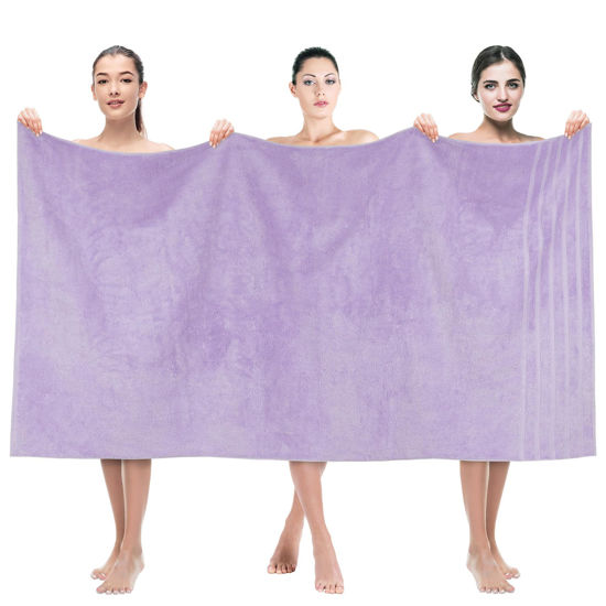 Picture of American Soft Linen 35x70 Jumbo Large Bath Towels, 100% Cotton Turkish Bath Sheet, Oversized Luxury Bath Towel Sheets for Bathroom Beach and Pool, Lilac