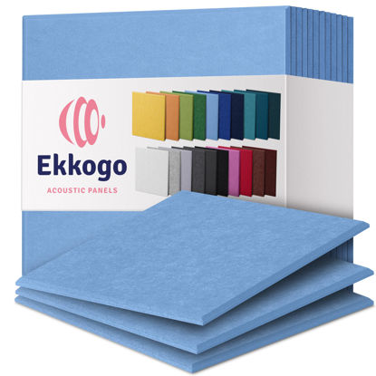 Picture of Ekkogo Acoustic Panels 12-Pack Soundproof Wall Panels 12"X12"X0.4" Sound Panels High Density Sound Dampening Panels - [Sky Blue Square]