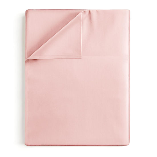 Picture of Twin Size Flat Bed Sheet - Comfortable, Breathable & Cooling Top Sheet - Hotel Luxury, Fade Resistant Flat Bed Sheet - Extra Soft & Comfy - Easy Care, Wrinkle Free - Baby Pink Flat Bed Sheet Only