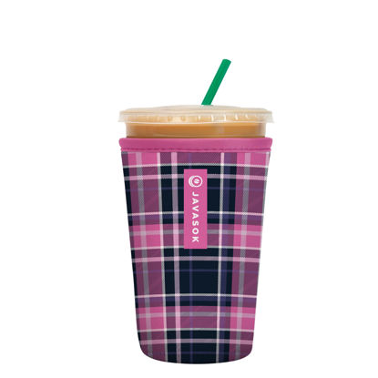 Picture of Sok It Java Sok Iced Coffee & Cold Soda Insulated Neoprene Cup Sleeve (Berry Plaid, Medium: 22-28oz)