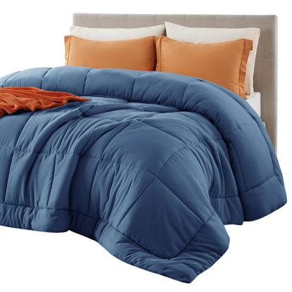 Picture of Bedsure Comforter Duvet Insert - Quilted Comforters Queen Size, All Season Duvet, Down Alternative Bedding, with 8 Tabs, Gifts for Women/Men, Royal Blue, Queen 88 x 88 Inches