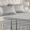 Picture of Twin Size Sheet Set - 4 Piece - Hotel Luxury Bed Sheets - Extra Soft - Deep Pockets - Easy Fit - Breathable & Cooling - Wrinkle Free - Comfy - Grey Stripes 3 Bed Sheets - Twins Sheets - 4 PC