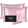 Picture of Silk Pillowcase 2 Pack, Natural Mulberry Silk Pillow Case, Anti Acne Silk Pillowcase for Hair and Skin, King Size Silk Satin Pillowcase Set of 2 with Hidden Zipper, Gifts for Women Men, Light Pink