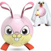 Picture of QDAN Rabbit Dog Toys Soccer Ball with Straps, Easter Day Dog Toys for Medium Small Dogs, Interactive Dog Balls for Tug of War, Herding Dog Ball Toys Outdoor Indoor (6 Inch)