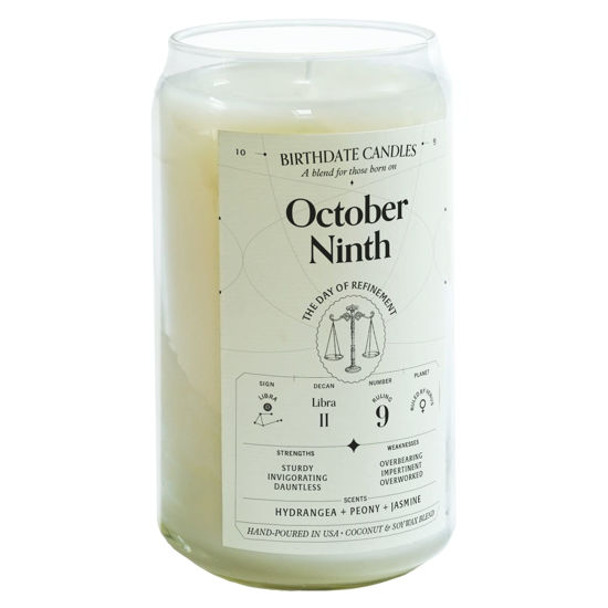 Picture of Birthdate Candles, October 9 - Libra Zodiac Scented Candles Birthday Gift - Hydrangea, Peony & Jasmine Scent - All-Natural Soy & Coconut Wax, 60-80 Hour Burn Time - Made in USA