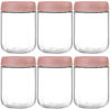 Picture of NETANY 6-pack 16oz Glass jars with Airtight Lids, Overnight Oats Containers with Lids, Wide mouth Mason Salad jars, Glass Food Storage Containers for Snacks Yogurt Spice Sugar-Pink
