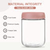 Picture of NETANY 6-pack 16oz Glass jars with Airtight Lids, Overnight Oats Containers with Lids, Wide mouth Mason Salad jars, Glass Food Storage Containers for Snacks Yogurt Spice Sugar-Pink