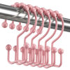 Picture of Titanker Shower Curtain Hooks Rings, Rust-Resistant Metal Double Glide Shower Hooks for Bathroom Shower Rods Curtains, Set of 12 Hooks - Light Pink