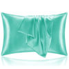 Picture of BEDELITE Satin Pillowcase for Hair and Skin, Super Soft and Cooling Similar to Silk Pillow Cases 2 Pack with Envelope Closure, Gift for Women Men(20"x30" Queen Size, Turquoise)