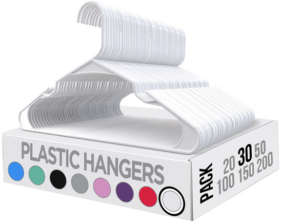 Picture of Utopia Home Clothes Hangers 30 Pack - Plastic Hangers Space Saving - Durable Coat Hanger with Shoulder Grooves (White)