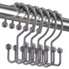 Picture of Titanker Shower Curtain Hooks Rings, Rust-Resistant Metal Double Glide Shower Hooks for Bathroom Shower Rods Curtains, Set of 12 Hooks - Neutral Gray