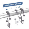 Picture of Titanker Shower Curtain Hooks Rings, Rust-Resistant Metal Double Glide Shower Hooks for Bathroom Shower Rods Curtains, Set of 12 Hooks - Neutral Gray