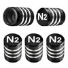 Picture of Tire Valve Stem Caps Cover - (5 Pack) Tire Air Cap N2 Nitrogen Metal with Plastic Liner Corrosion Resistant Leak-Proof for Car Truck Motorcycle Bike Black