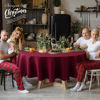 Picture of Biscaynebay Textured Fabric Christmas Tablecloths Round 60", Burgundy Water Resistant Table Cloth for Dining, Kitchen, Wedding, Parties etc. Machine Washable