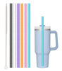 Picture of Replacement Straw Compatible with Stanley 40 oz 30 oz Cup Tumbler, 6 Pack Reusable Straw with Cleaning Brush, Plastic, Color, Dishwasher Safe