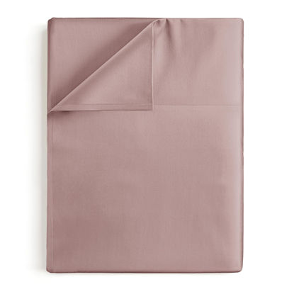 Picture of Cal King Size Flat Bed Sheet - Hotel Luxury Single Flat Sheet Only - Wrinkle Free & Fade Resistant Flat Sheet - Extra Soft, Breathable Bedding for Women, Men, Kids & Teens - Mauve Flat Sheet Only