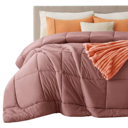 Picture of Bedsure Comforter Duvet Insert - Quilted Comforters King Size, All Season Duvet, Down Alternative Bedding, with 8 Tabs, Gifts for Women/Men, Dusty Pink, King 90 x 102 Inches