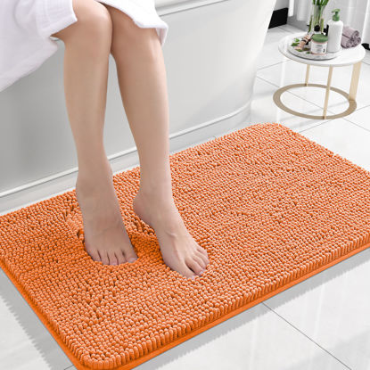 Picture of OLANLY Bathroom Rugs 24x16, Extra Soft Absorbent Chenille Bath Rugs, Rubber Backing Quick Dry, Machine Washable Bath Mats for Bathroom Floor, Tub and Shower, Home Decor Accessories, Orange