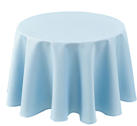 Picture of Biscaynebay Textured Fabric Round Tablecloths 70" for Tables' Diameters from 30" to 48", Light Blue Water Resistant Tablecloths for Dining, Kitchen, Wedding, Parties etc. Machine Washable