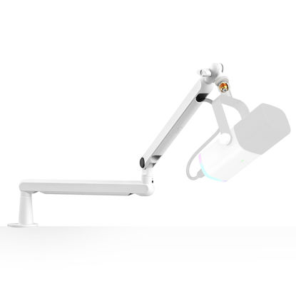 Picture of FIFINE Boom Arm Mic Stand, Low Profile Microphone Arm Stand, Podcast Mic Boom Arm with Desk Mount, Cable Channels Management, Metal Boom Arm White for Recording/Streaming/Gaming/Home Office-BM88W