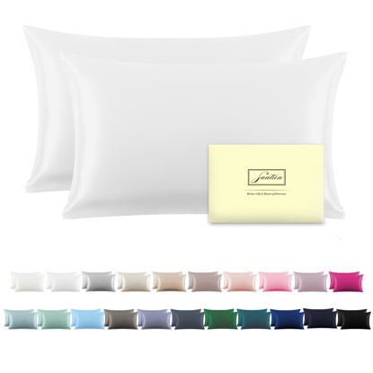 Picture of Silk Pillowcase for Hair and Skin,Soft,Breathable and Sliky 100% Silk Pillowcases King Set of 2,Both Sides Natural Mulberry Silk Pillow Cases with Hidden Zipper(King Size 20"X 36",2pcs)