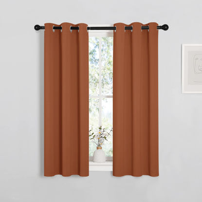 Picture of NICETOWN Halloween Burnt Orange Window Curtains Blackout Drapes, 1 Pair, 29 by 40 inches, Thermal Insulated Solid Grommet Blackout Curtains/Draperies for Cafe