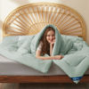 Picture of Bedsure Comforter Duvet Insert - Quilted Comforters Queen Size, All Season Duvet, Down Alternative Bedding, with 8 Tabs, Gifts for Women/Men, Sage Green, Queen 88 x 88 Inches