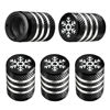 Picture of Tire Valve Stem Cap Cover - (5 Pack) Tire Air Caps Metal with Plastic Liner Corrosion Resistant Leak-Proof Snow Snowflake for Car Motorcycle Bike Black