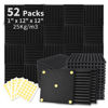 Picture of Focusound 52 Pack Acoustic Foam Panels 1" x 12" x 12" Sound Proof Foam Panles Soundproofing Noise Cancelling Wedge Panels for Home Office Recoding Studio with 300PCS Double-Side Adhesive