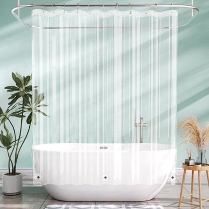 Picture of AmazerBath Shower Curtain Liner, 72x65 Clear Shower Curtain Liner, Waterproof Plastic Shower Liner, Cute Lightweight PEVA Shower Curtain for Bathroom with 3 Magnets and 12 Rustproof Metal Grommets