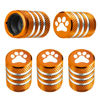 Picture of Tire Valve Stem Caps - (5 Pack) Tire Air Caps Metal with Plastic Liner Corrosion Resistant Leak-Proof Cat/Dog Paw for Car Truck Motorcycle Bike Orange