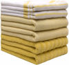 Picture of Premium Kitchen Towels 20”x 28”- 6 Pack| Large Cotton Kitchen Towels | Hand Towels for Kitchen | Flat & Terry Towel | Dish Towels | Highly Absorbent Tea Towels Set with Hanging Loop | Yellow Striped
