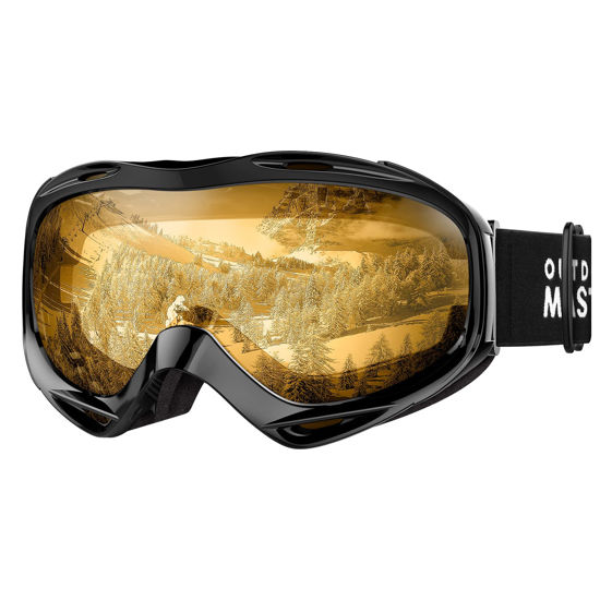 Picture of OutdoorMaster Ski Goggles OTG - Over Glasses Ski/Snowboard Goggles for Men, Women & Youth - 100% UV Protection (Blackframe Orangelens VLT65%)