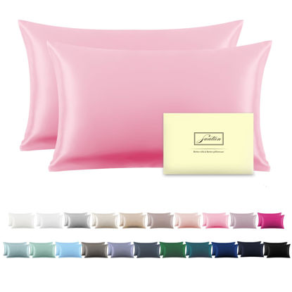 Picture of Silk Pillowcase for Hair and Skin,Soft,Breathable and Sliky 100% Queen Silk Pillow Case Set of 2,Both Sides Natural Mulberry Silk Pillowcases with Hidden Zipper(Queen Size 20"X 30",2pcs)