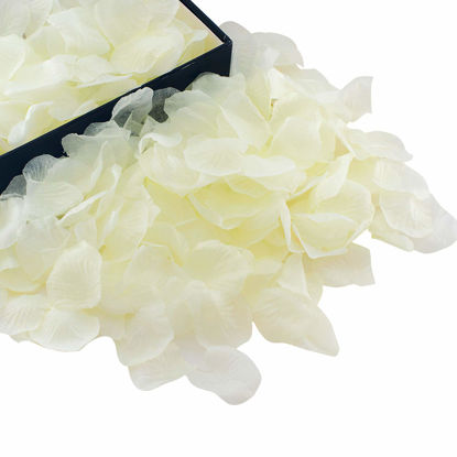 Picture of HongyiTime 1200 PCS Artificial Silk Rose Petals Decoration for Romantic Night, Wedding, Event, Party, Decoration,Rose Petals (Ivory)