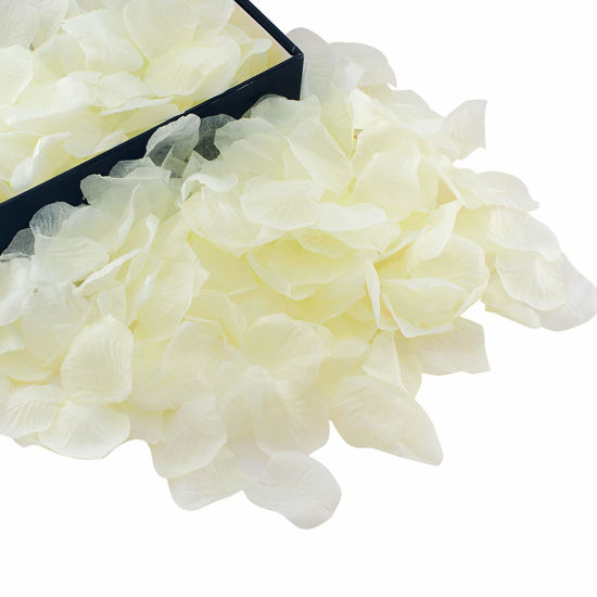 Picture of HongyiTime 1200 PCS Artificial Silk Rose Petals Decoration for Romantic Night, Wedding, Event, Party, Decoration,Rose Petals (Ivory)