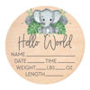 Picture of Birth Stat Sign for Newborn - Baby Name Announcement - Hello World Elephant Hospital Photography Prop - Jungle Safari
