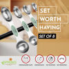 Picture of Spring Chef Stainless Steel Magnetic Measuring Spoons Set of 8 with Leveler, Dual Sided Teaspoon & Tablespoon Set, Nesting Metal Kitchen Gadgets for Baking & Cooking, Fits in Spice Jars - Pistachio