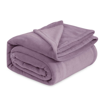 Picture of Bedsure Fleece Bed Blankets Queen Size Fog Purple - Soft Lightweight Plush Fuzzy Cozy Luxury Blanket Microfiber, 90x90 inches