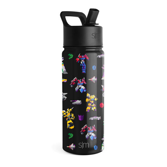 Picture of Simple Modern Transformers Kids Water Bottle with Straw Lid | Reusable Insulated Stainless Steel Cup for Toddlers, School | Summit Collection | 18oz, Transformer Block Nation