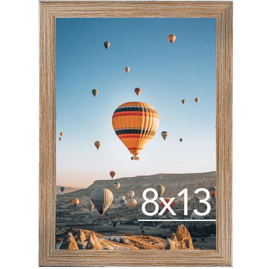 Picture of JCJMY 8x13 Picture Frame Rustic Brown for Wall Hanging or Tabletop, Wall Mounting Horizontally or Vertically, 8 x 13 Wall Gallery Poster Photo Frame with Shatter Resistant Plexiglass, Rustic Brown