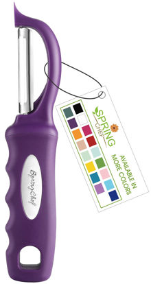 Picture of Spring Chef Professional Purple Swivel Vegetable Peeler for Kitchen, Stainless Steel Potato Peeler with Soft Grip Handle, Perfect For Veggie, Fruit, Carrot, Apple, Cucumber - Dishwasher Safe