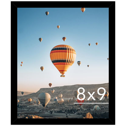 Picture of JCJMY 8x9 Picture Frame Black for Wall Hanging or Tabletop, Wall Mounting Horizontally or Vertically, 8 x 9 Wall Gallery Poster Photo Frame with Shatter Resistant Plexiglass, Black