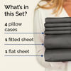 Picture of Queen 6 Piece Sheet Set - Breathable & Cooling Sheets - Hotel Luxury Bed Sheets - 1 Flat Sheet, 1 Fitted Sheet & 4 Pillowcases - Deep Pocket - Easy Fit, Soft & Wrinkle Free - Queen Charcoal Sheets