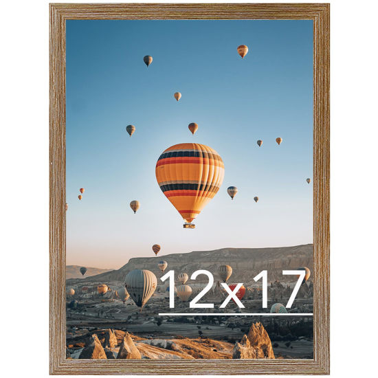 Picture of JCJMY 12x17 Picture Frame Rustic Brown for Wall Hanging, Wall Mounting Horizontally or Vertically, 12 x 17 Wall Gallery Poster Photo Frame with Shatter Resistant Plexiglass,Rustic Brown