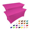 Picture of IVAPUPU 2 Pack 8FT Table Cloth for Rectangular Fitted Events Stretch Fuchsia Table Covers Washable Table Cover Spandex Tablecloth Table Protector for Party, Wedding, Cocktail, Banquet, Festival
