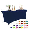 Picture of IVAPUPU 8FT Table Cloth for Rectangular Fitted Events Stretch Jean Blue Table Covers Washable Table Cover Spandex Tablecloth Table Protector for Party, Wedding, Cocktail, Banquet, Festival