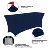 Picture of IVAPUPU 8FT Table Cloth for Rectangular Fitted Events Stretch Jean Blue Table Covers Washable Table Cover Spandex Tablecloth Table Protector for Party, Wedding, Cocktail, Banquet, Festival